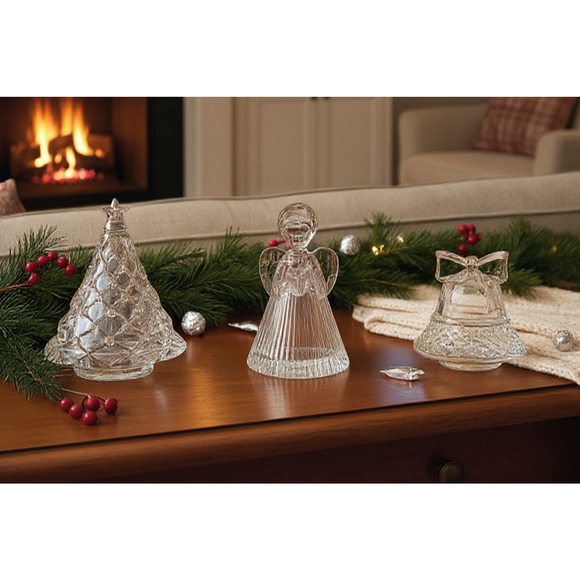 Celebrations By Mikasa Crystal Christmas Collection Assorted Votives Set Of 3 - Picture 1 of 6